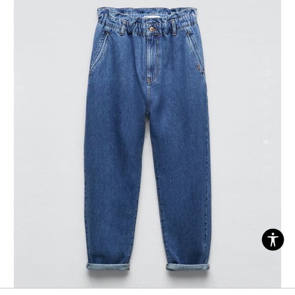 New Zara Baggy Paperback Elastic Waist Mom Jeans size 10 - Picture 1 of 12